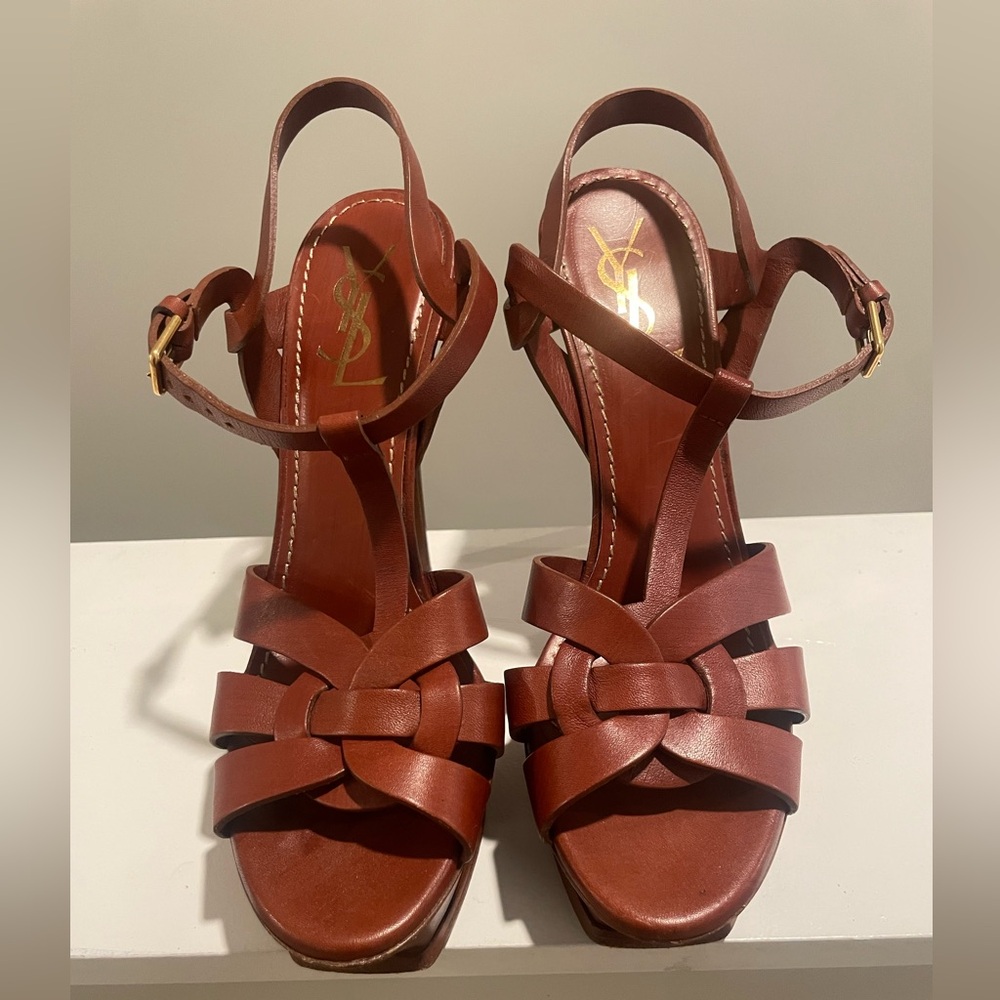 Brown YSL Tribute Heels